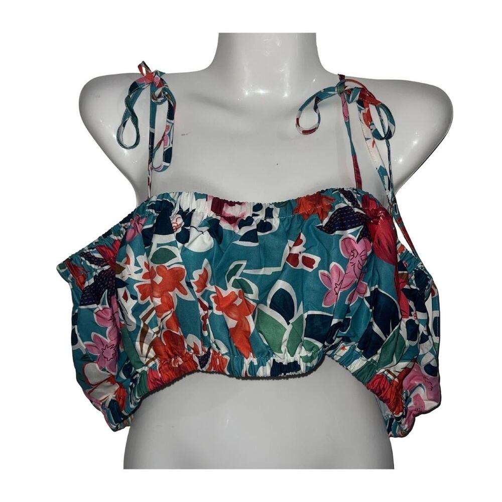 SHEIN Floral Swim Curve Plus Bikini Cropped Top Size 3XL Beach Tropical Vacation